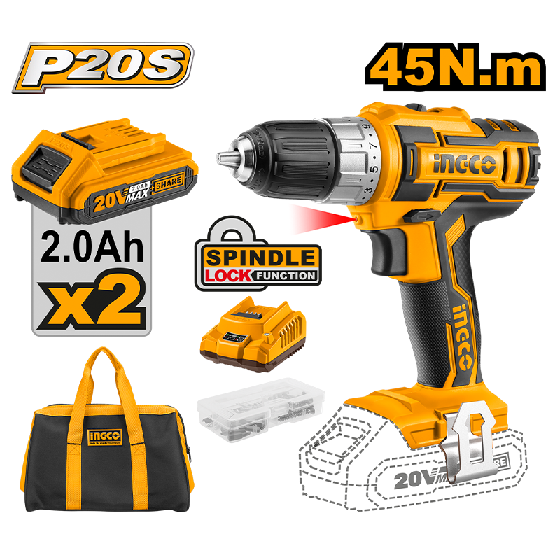 CDLI2002 - Vidiator me 2 bateri 20V / 2.0 Ah / 45 NM + Aksesore