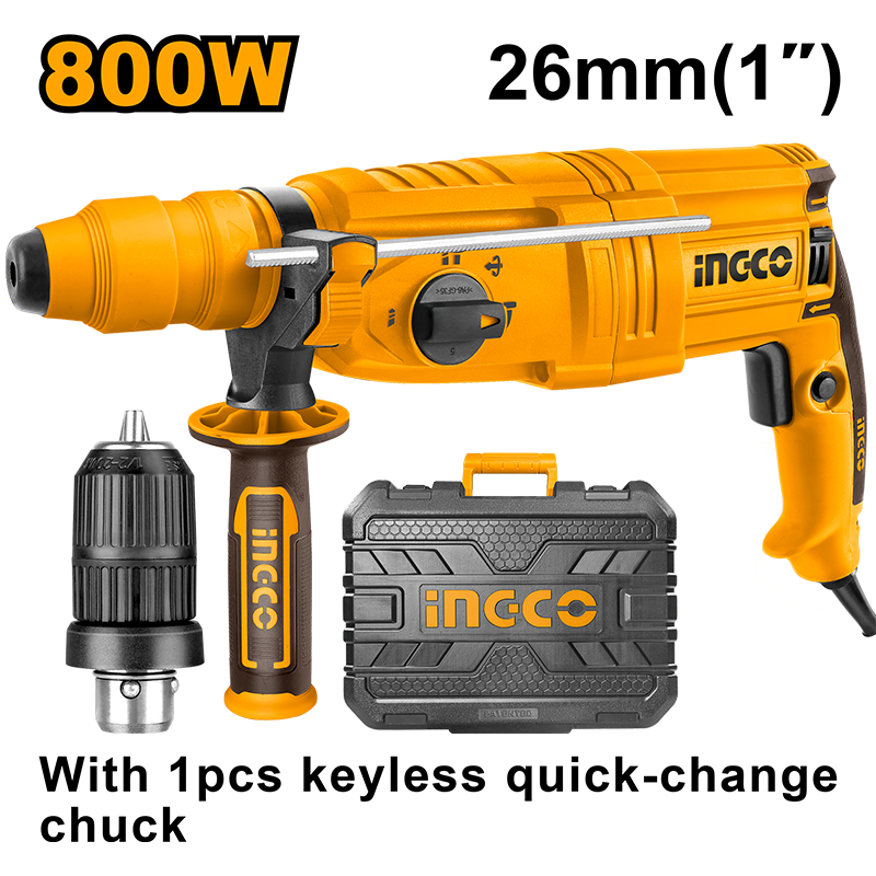 Matrapik SDS-Plus 800W me 2 mandrino, force goditese 2.5 J, shpimi ne beton 26mm + 3punto/2dalta