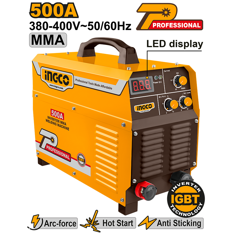 ING-MMA5008 - Saldatrice Inverter trefazore MMA me teknologji IGBT 500 A elektrode 3.2-5.0 mm