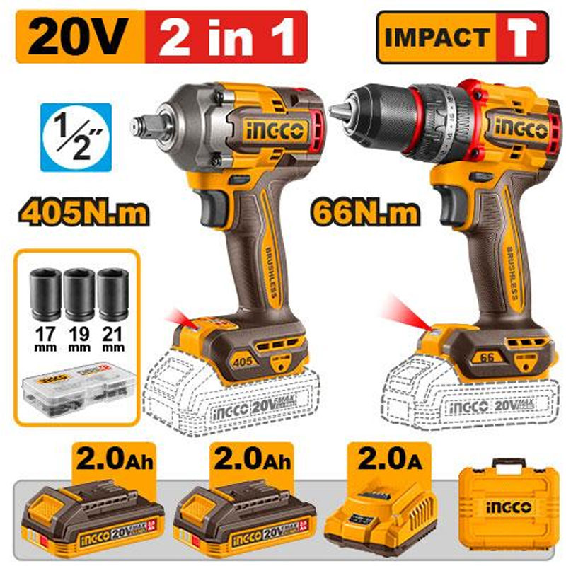 CKLI20286- Trapan me goditje 20V+Çelës pneumatik/impact 20V