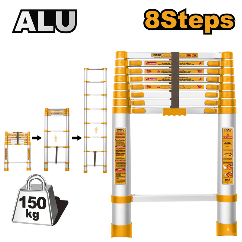 Shkalle Alumini Teleskopike me 8 shkelje, Kapaciteti 150Kg