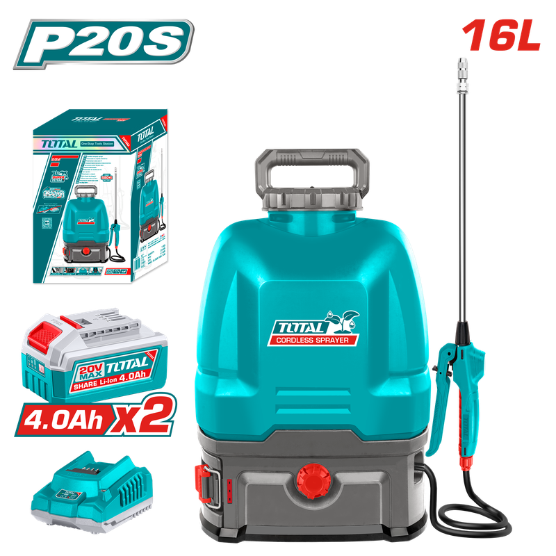 Sperkatese Shpine me 2 bateri 20V/4.0 Ah, depozite 16Lt, presion 5 bar, 2 nivele sprucimi - TSPLI201644