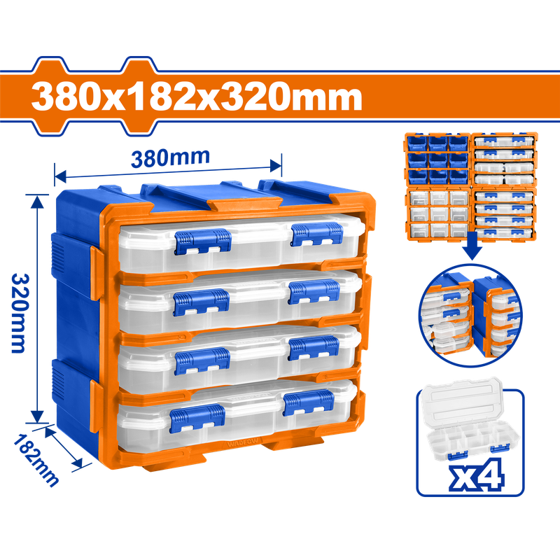 Modul mbajtes per 4 kuti organizuese plastike 380x182x320mm - WTB8344